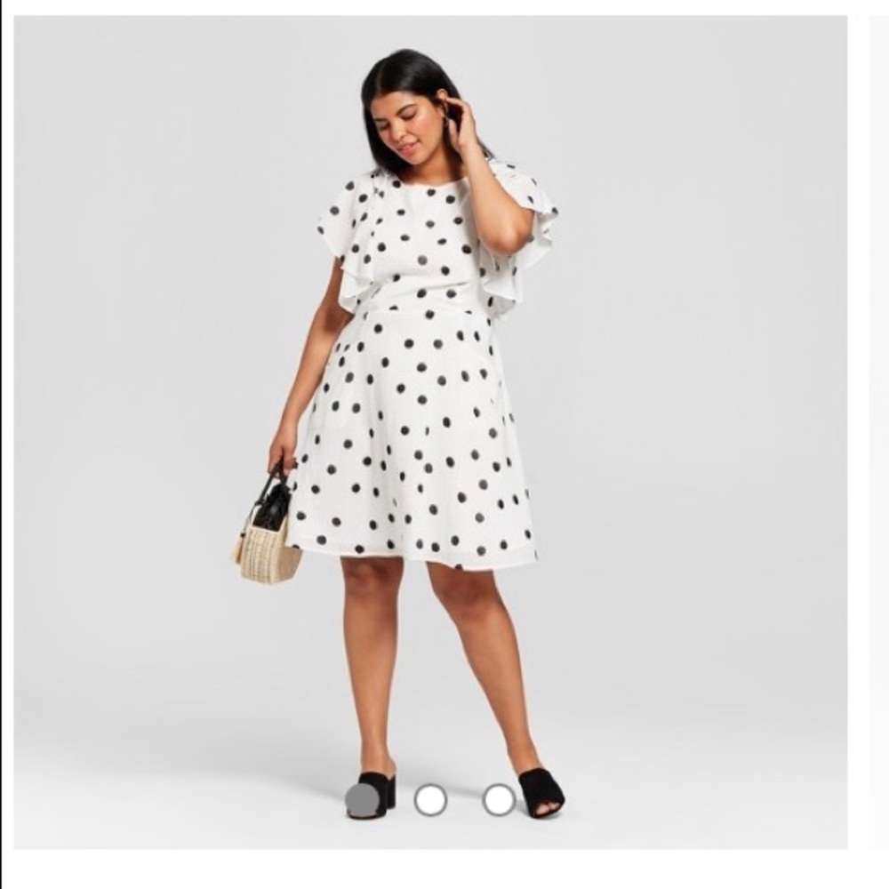 Polka dot ruffle sleeve dress